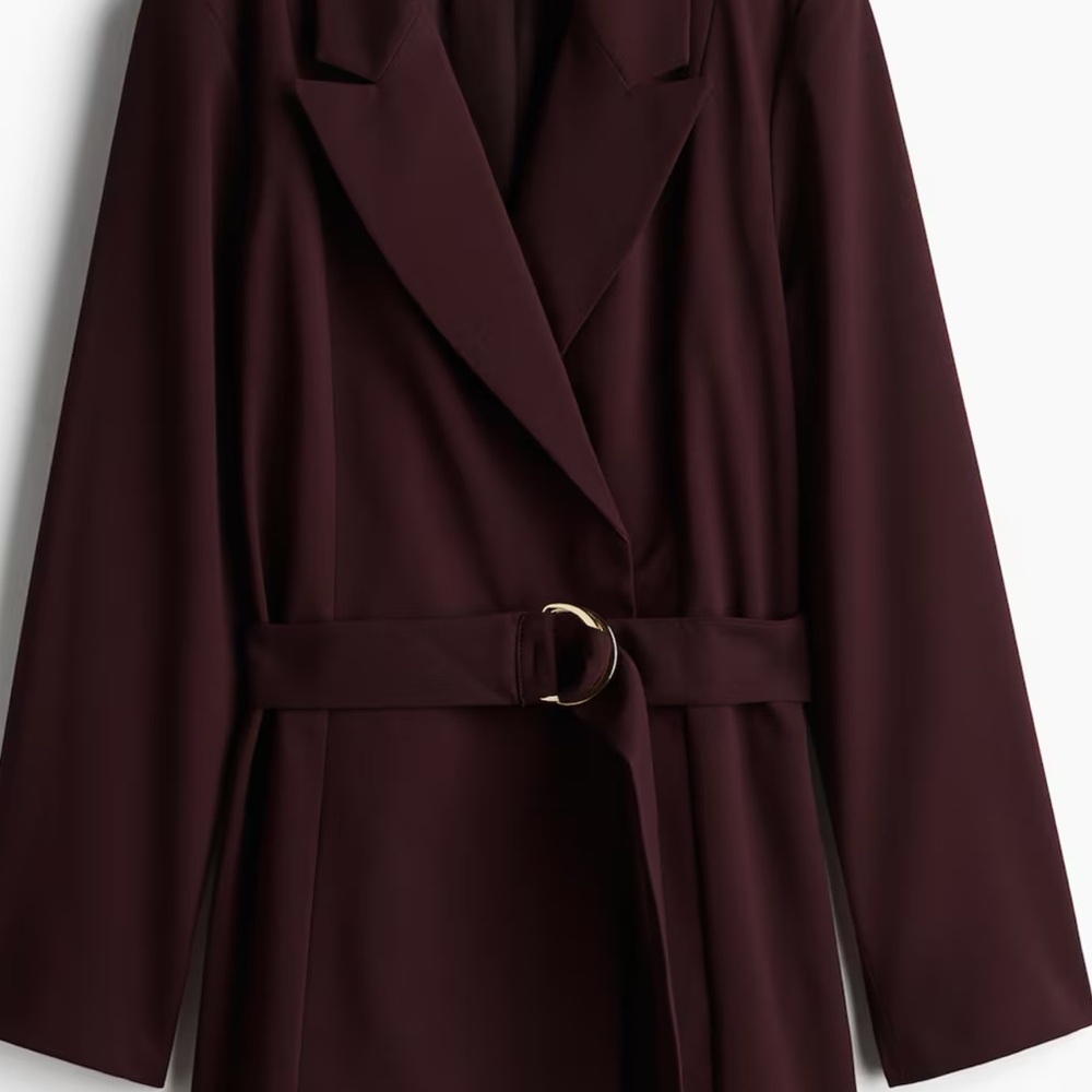 Chic plum Belted wrap/ blazer dress